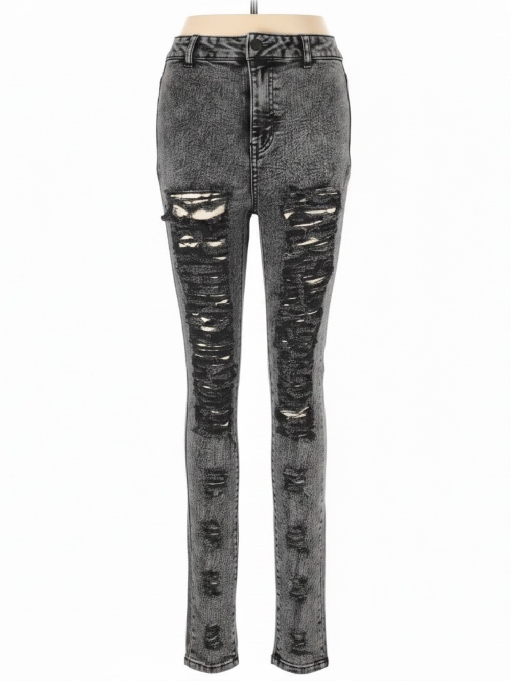 Dolls Kill Black Washed Ripped Skinny Jeans